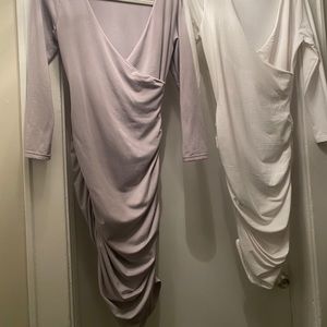 Duo of Ruched Body Con Dresses